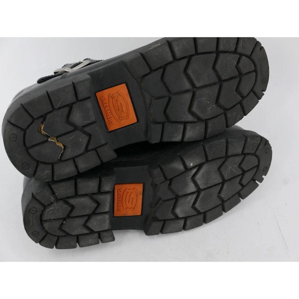Vtg Skechers Y2K Chunky Grunge SN6909 Boots Black Leather Buckle Men's Size 12